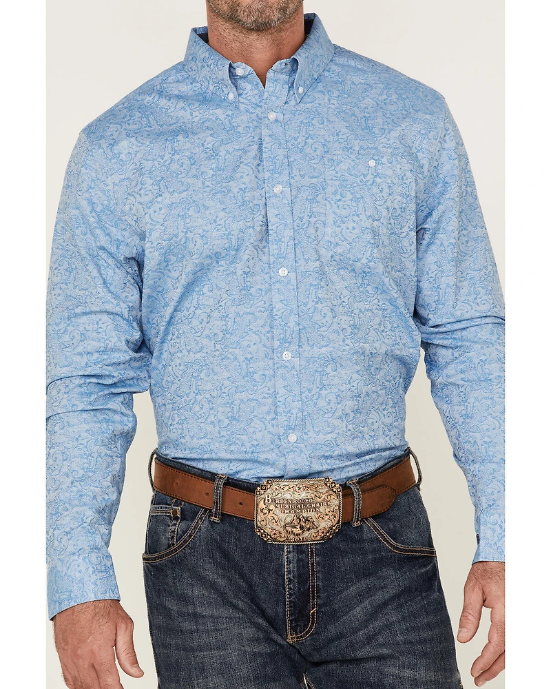 RANK 45® Men's Floater Paisley Print Long Sleeve Button-Down Western Shirt