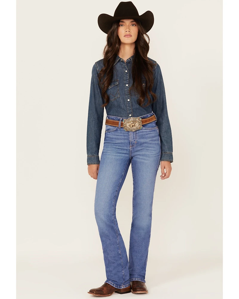 Wrangler Retro Women's Hollyn Medium Wash High Rise Bootcut Stretch Denim Jeans