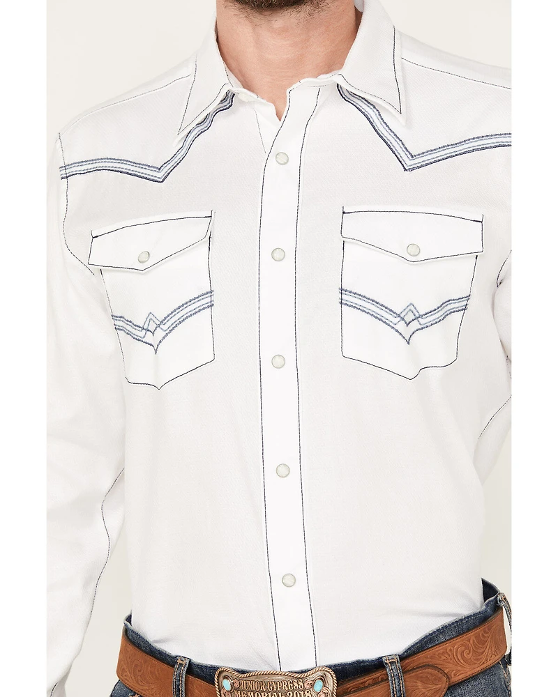 Rock 47 by Wrangler Men's Embroidered Long Sleeve Snap Western Shirt