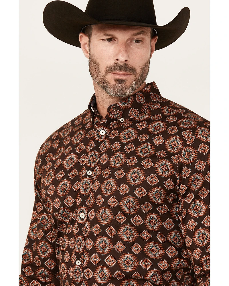 Cody James Men's Bite The Bullet Southwestern Print Long Sleeve Button-Down Stretch Western Shirt - Big
