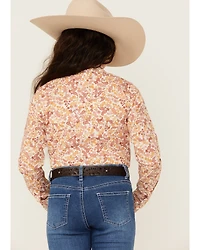 Shyanne Girls' Ash Floral Print Long Sleeve Pearl Snap Stretch Western Shirt