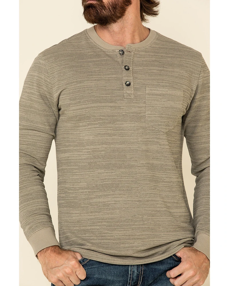 Moonshine Spirit Men's Tan Woodbourne Henley Long Sleeve Shirt