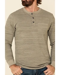 Moonshine Spirit Men's Tan Woodbourne Henley Long Sleeve Shirt