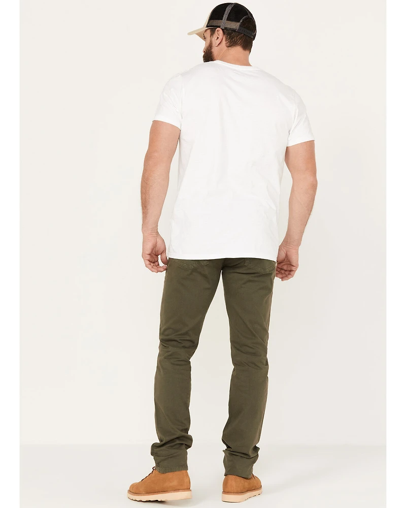 Brothers and Sons Men's Olive Night Wash Tucker Slim Straight Stretch Denim Jeans