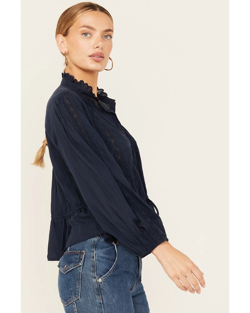 Free People Women's Best Of Me Long Sleeve Button-Down Blouse