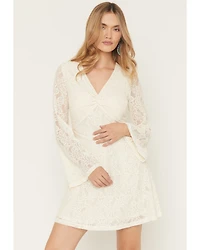 Shyanne Women's Long Bell Sleeve Lace Mini Dress