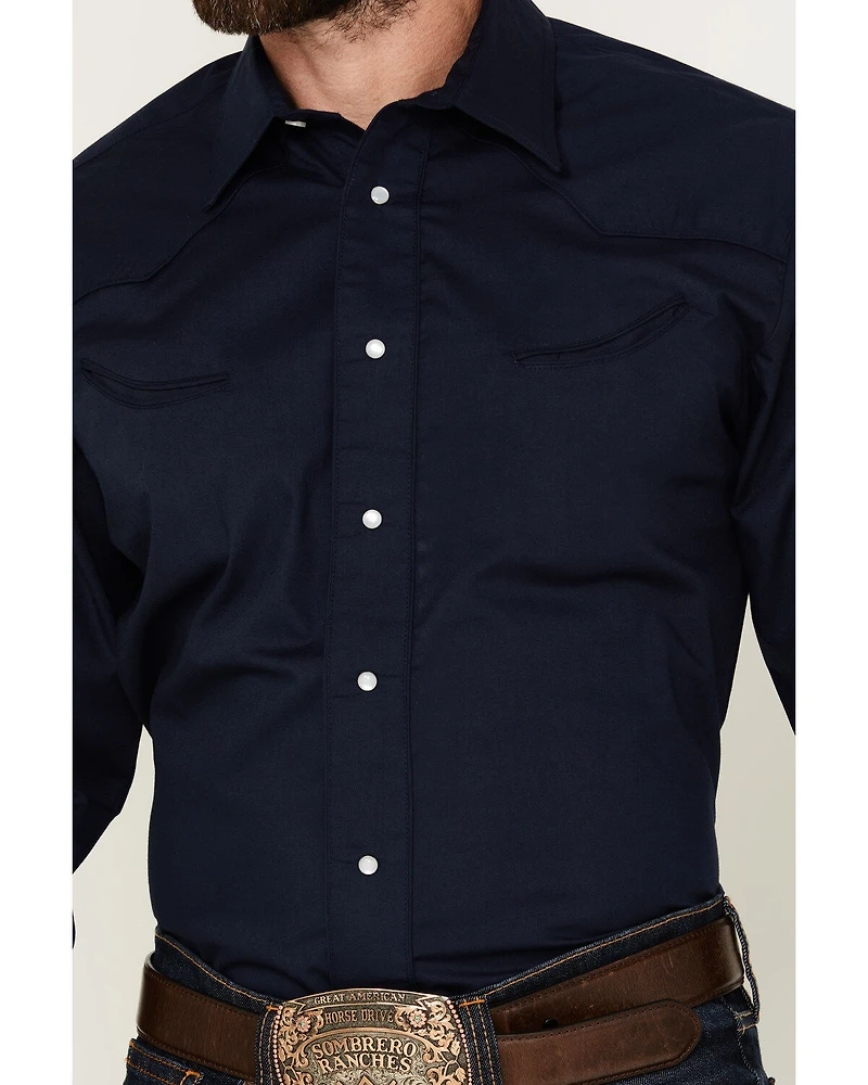 Roper Men's Embroidered Solid Long Sleeve Pearl Snap Western Shirt