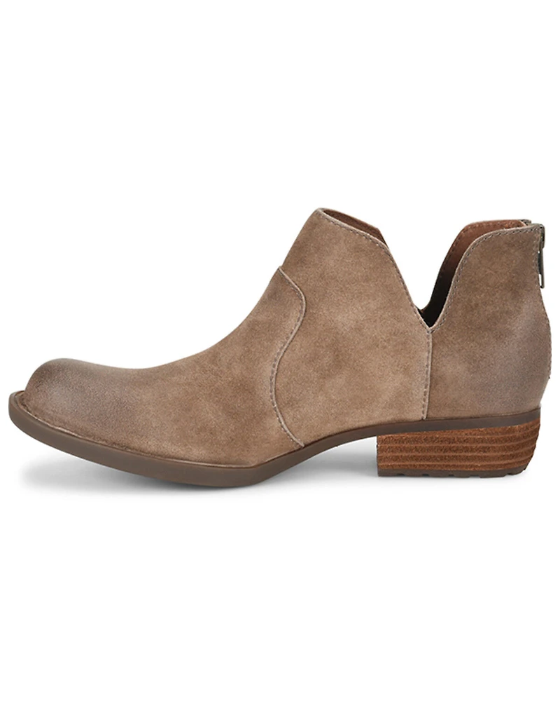Born Women's Distressed Taupe Kerri Full-Grain Fashion Bootie - Round Toe