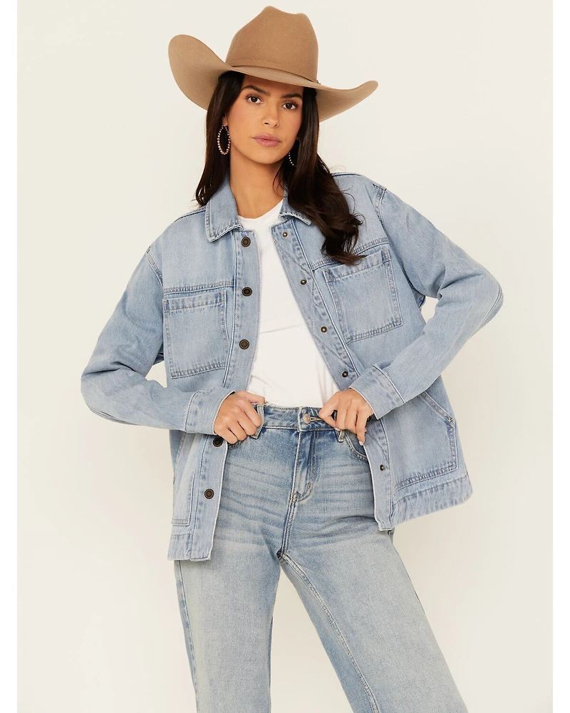 Cleo + Wolf Women's Lindon Light Wash Denim Shacket