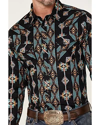 Rock & Roll Denim Men's Vertical Southwestern Print Long Sleeve Snap Western Shirt