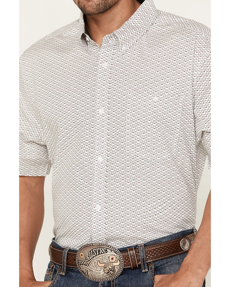 RANK 45® Men's Radio Small Geo Print Short Sleeve Button-Down Stretch Western Shirt
