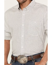 RANK 45® Men's Radio Small Geo Print Short Sleeve Button-Down Stretch Western Shirt