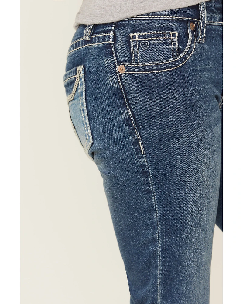 Rock & Roll Denim Girls' Star Embroidered Bootcut Stretch Jeans