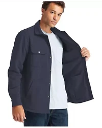 Timberland PRO Men's Solid Indigo Mill River Long Sleeve Button Down Fleece Work Shirt Jacket