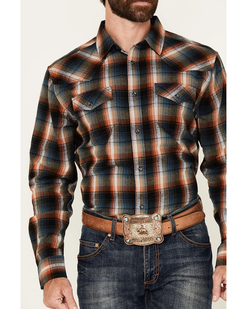 Cody James Men's Santa Cruz Plaid Print Long Sleeve Snap Flannel Shirt - Tall