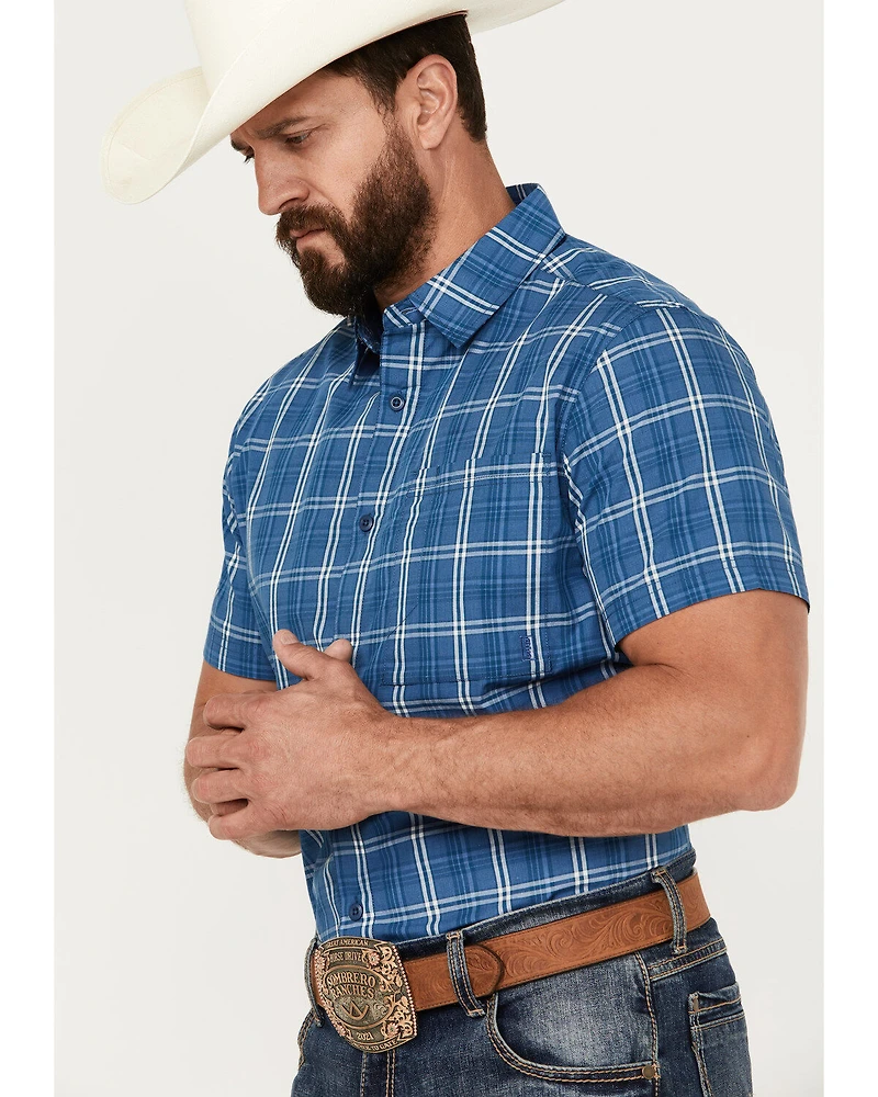 Brothers and Sons Men's Cordell Plaid Print Short Sleeve Button-Down Western Shirt
