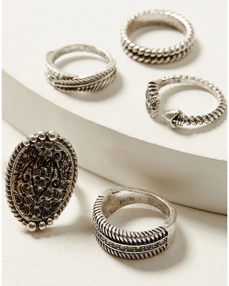 Idyllwind Women's Silver Picadilly 5-piece Ring Set