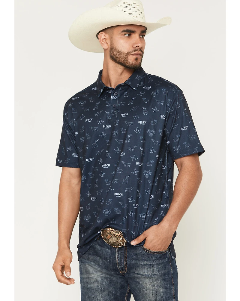 Buckwear Men's Busch Light Repeat Short Sleeve Polo