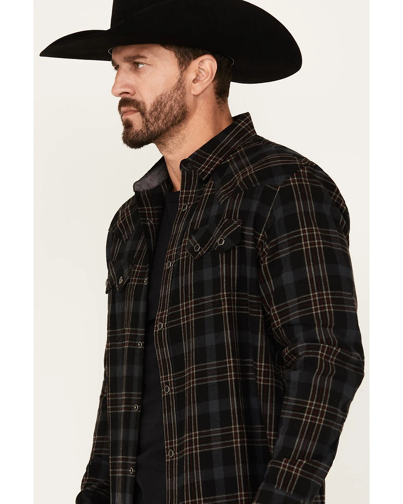 Moonshine Spirit Men's Giggin Plaid Print Long Sleeve Snap Western Shirt