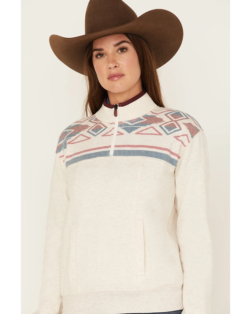 RANK 45® Women's 1/4 Zip Southwestern Print Contrast Pullover