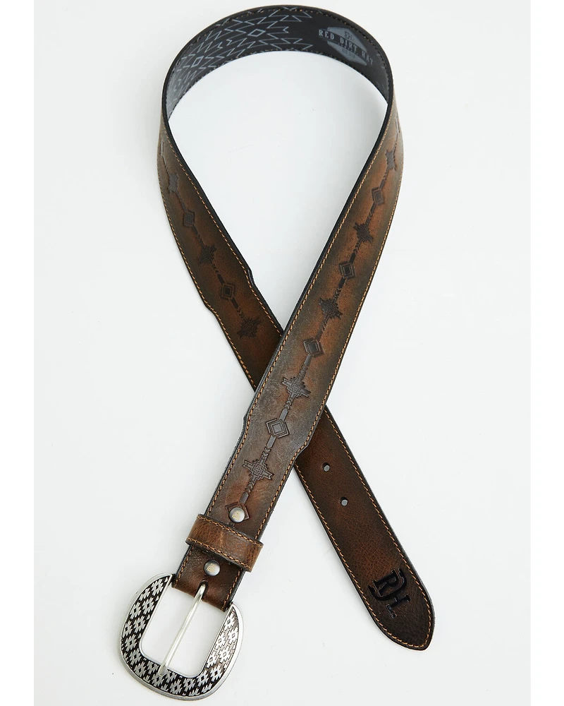 Red Dirt Hat Men's Southwestern Print Leather Belt