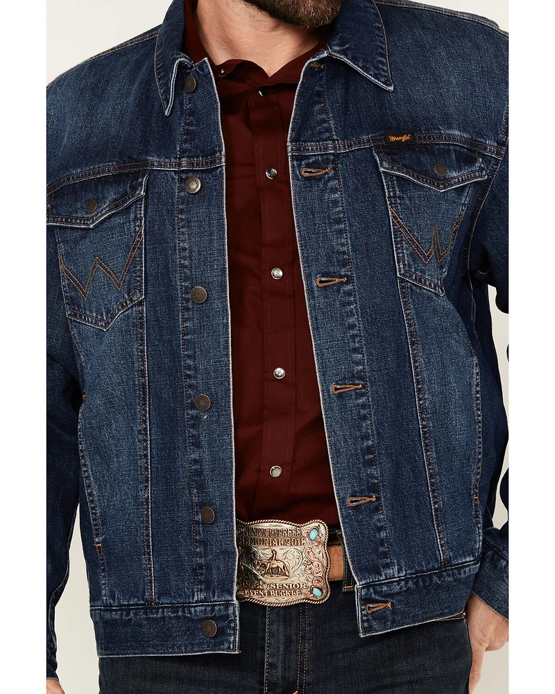Wrangler Men's Medium Wash Flannel Lined Denim Jacket