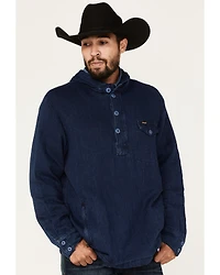 Wrangler Men's Solid Lightweight 1/4 Button Front Unlined Hooded Pullover