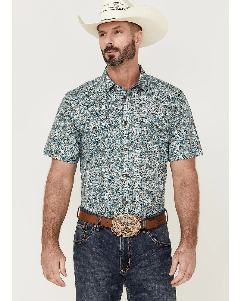Cody James Men's Vista Paisley Print Short Sleeve Snap Western Shirt