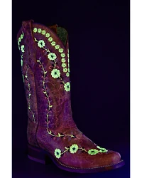 Corral Women's Floral Blacklight Western Boots - Square Toe