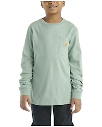 Carhartt Little Boys' Solid Bear Logo Long Sleeve Pocket T-Shirt