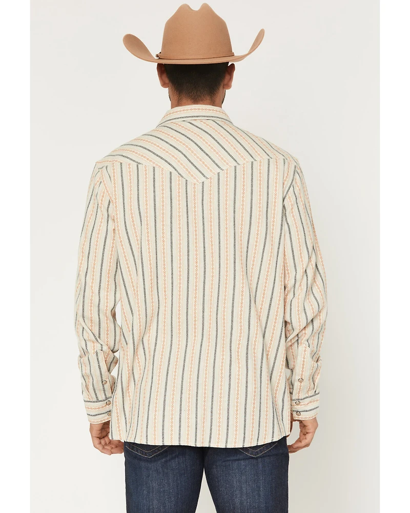 Moonshine Spirit Men's Archive Dobby Striped Print Long Sleeve Snap Western Shirt