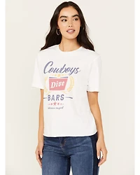 Bohemian Cowgirl Women's Cowboys & Dive Bars Short Sleeve Cropped Graphic Tee