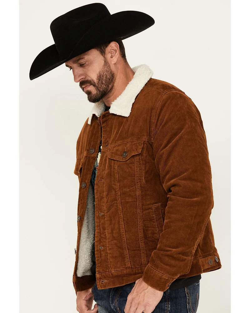Cody James Men's Roscoe Corduroy Sherpa Lined Trucker Jacket