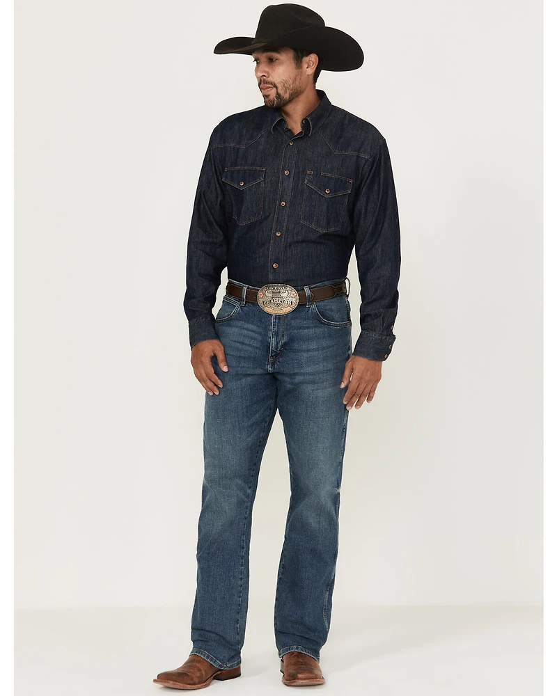 Wrangler Retro Men's Medium Wash Relaxed Fit Bootcut Stretch Denim Jeans - Long