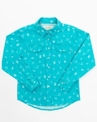 Shyanne Toddler Girls' Cactus Print Long Sleeve Western Pearl Snap Shirt