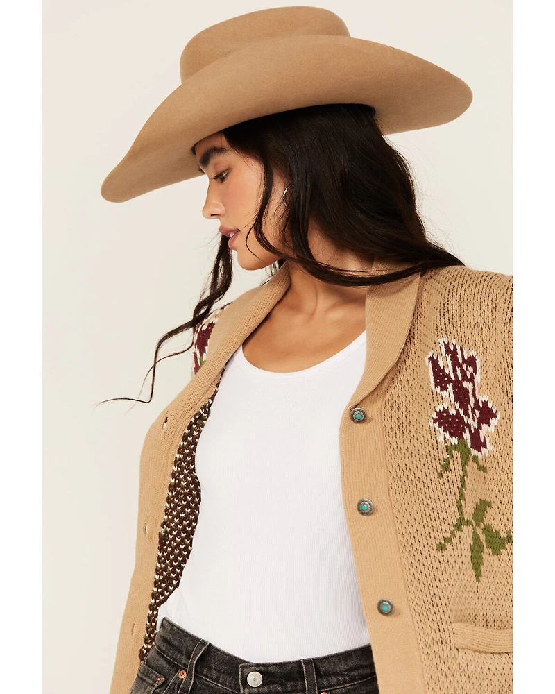 Tasha Pollizzi Women's Floral Horse Button-Down Sweater