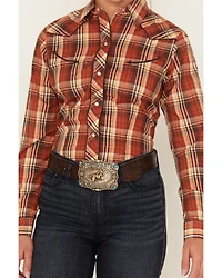 Roper Women's Plaid Print Long Sleeve Pearl Snap Western Shirt