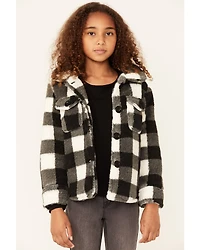 Urban Republic Little Girls' Plaid Print Sherpa Jacket