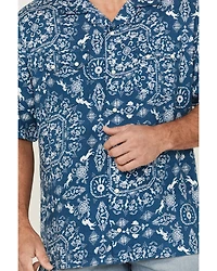 Wrangler Men's Western Print Short Sleeve Snap Shirt