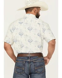 Pendleton Men's Dawson Linen Medallion Print Short Sleeve Button-Down Western Shirt