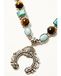 Shyanne Women's Juniper Sky Squash Blossom Gem Necklace
