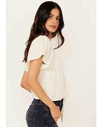 Idyllwind Women's Tern Flutter Sleeve Tie Front Top