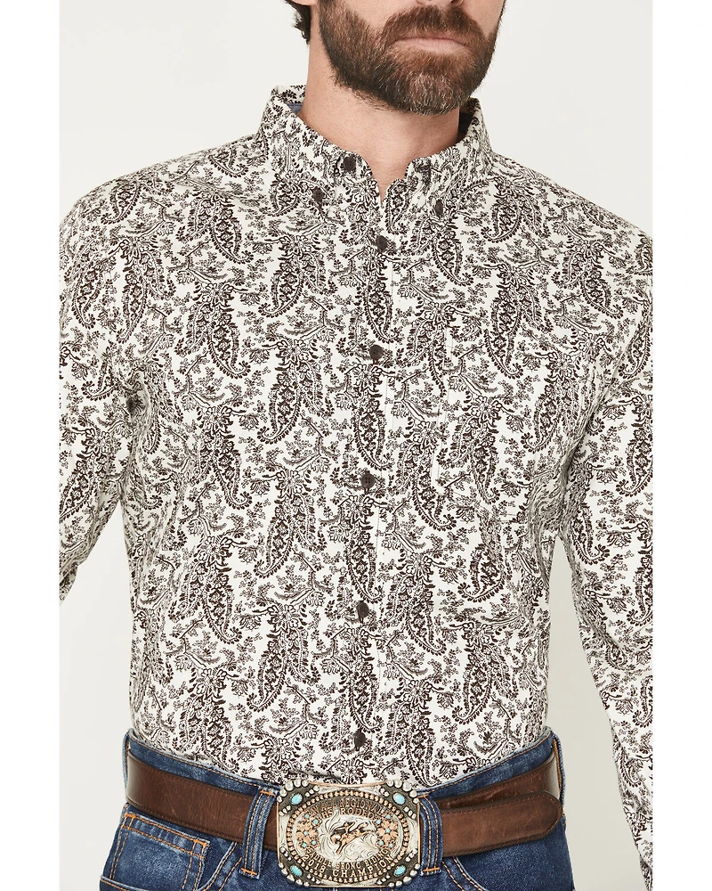 Cody James Men's Dagget 2.0 Paisley Print Long Sleeve Button-Down Stretch Western Shirt