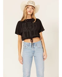 Cleo + Wolf Women's Living Free Graphic Drawcord Crop Tee