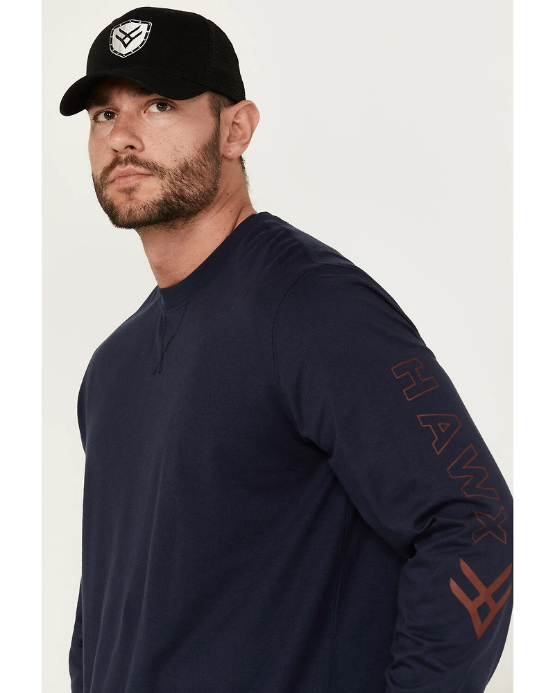 Hawx Men's Long Sleeve Knit Solid Logo Work T-Shirt - Tall