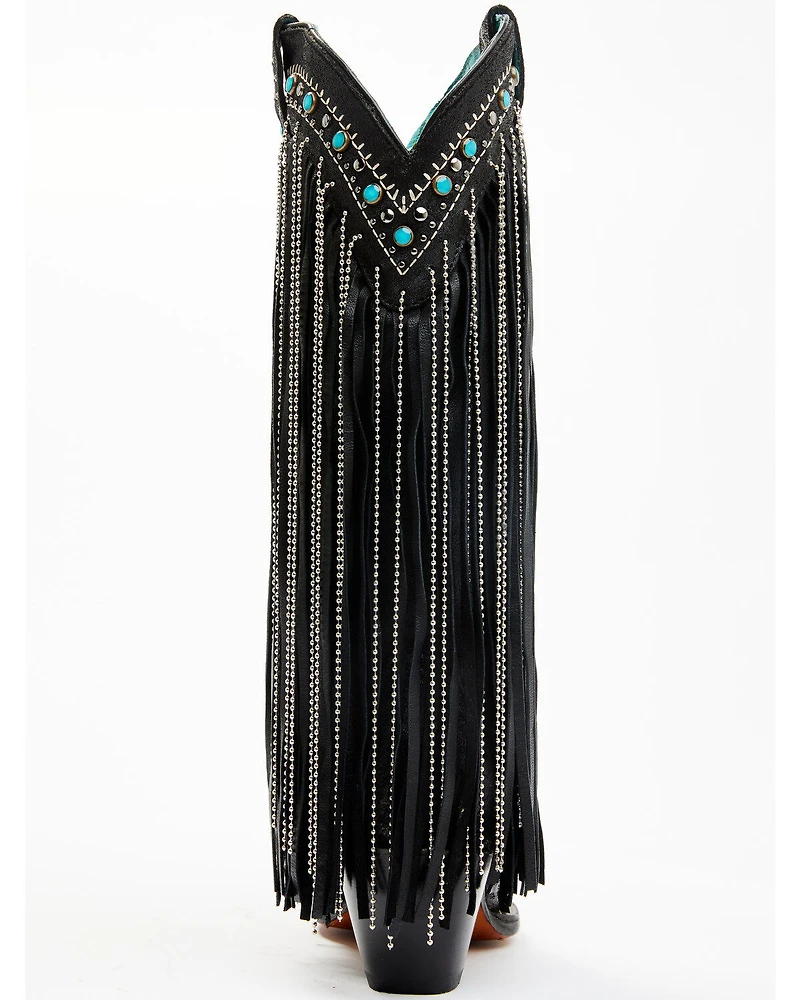 Corral Women's Embroidered and Crystal Eagle Fringe Western Boots - Snip Toe