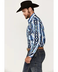 Rock & Roll Denim Men's Southwestern Print Long Sleeve Snap Stretch Western Shirt
