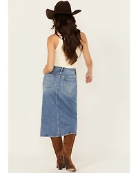Vervet Women's Medium Wash Denim Midi Skirt