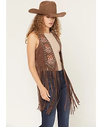 Shyanne Women's Simpson Embellished Fringe Faux Suede Vest