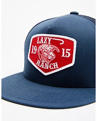 Lazy J Ranchwear Men's Navy Red Ranch Logo Patch Mesh Back Ball Cap